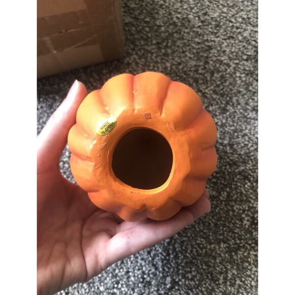 Ceramic Pumpkin Halloween Thanksgiving Autumn Fall EXCELLENT With Box - Picture 2 of 6